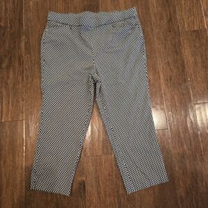 Rafaella Black and White Geometric Crop Pull On Pants